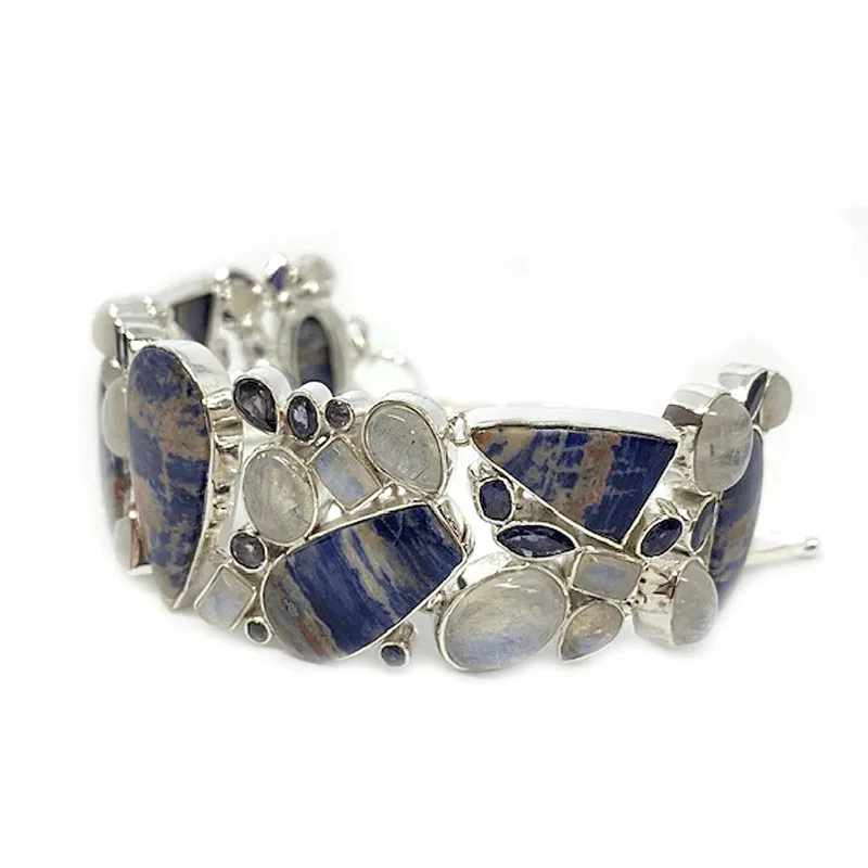 Sodalite Multi Gemstone Silver Bracelet