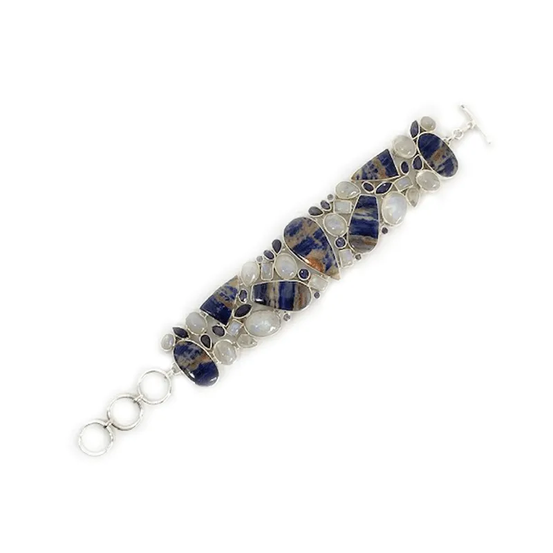 Sodalite Multi Gemstone Silver Bracelet