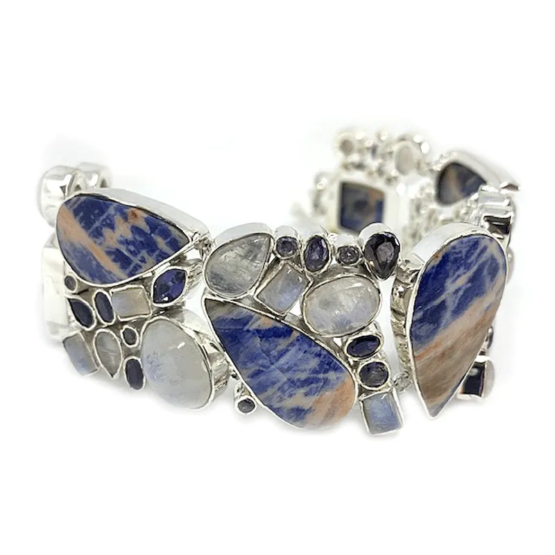 Sodalite Multi Gemstone Silver Bracelet