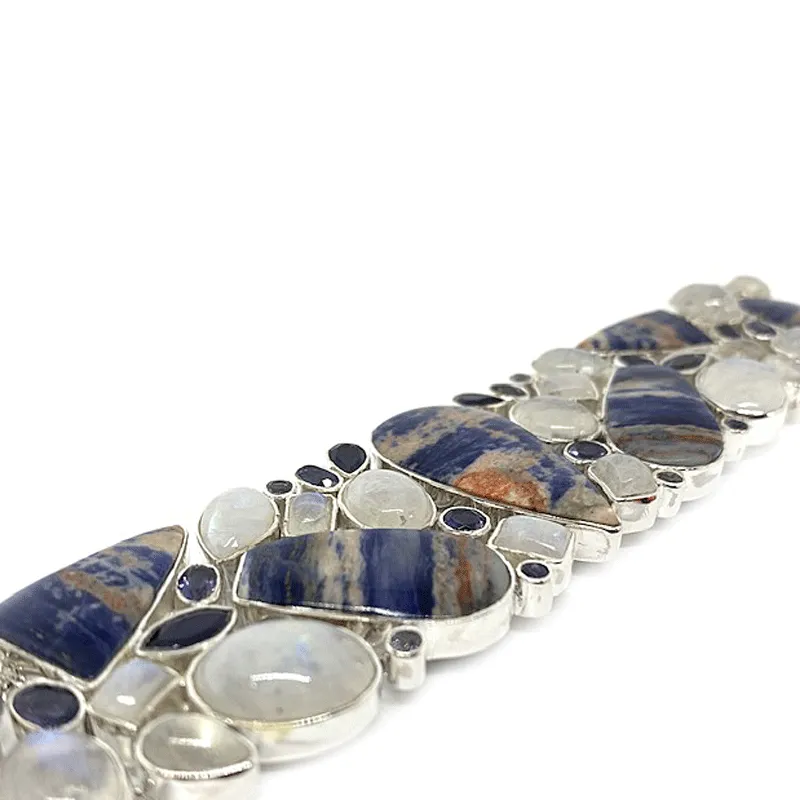 Sodalite Multi Gemstone Silver Bracelet