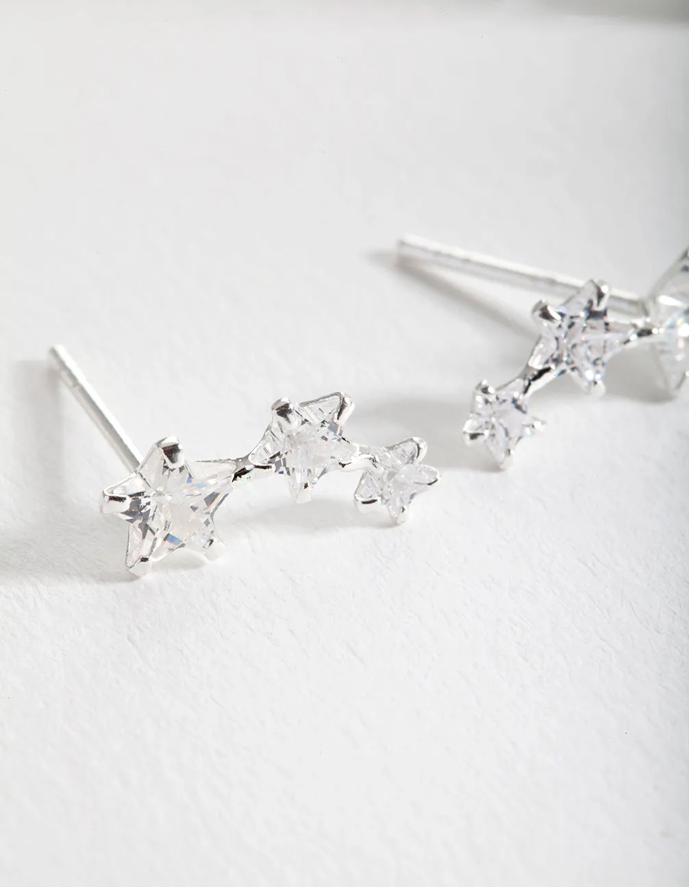 Sterling Silver Cubic Zirconia Star Crawler Earrings