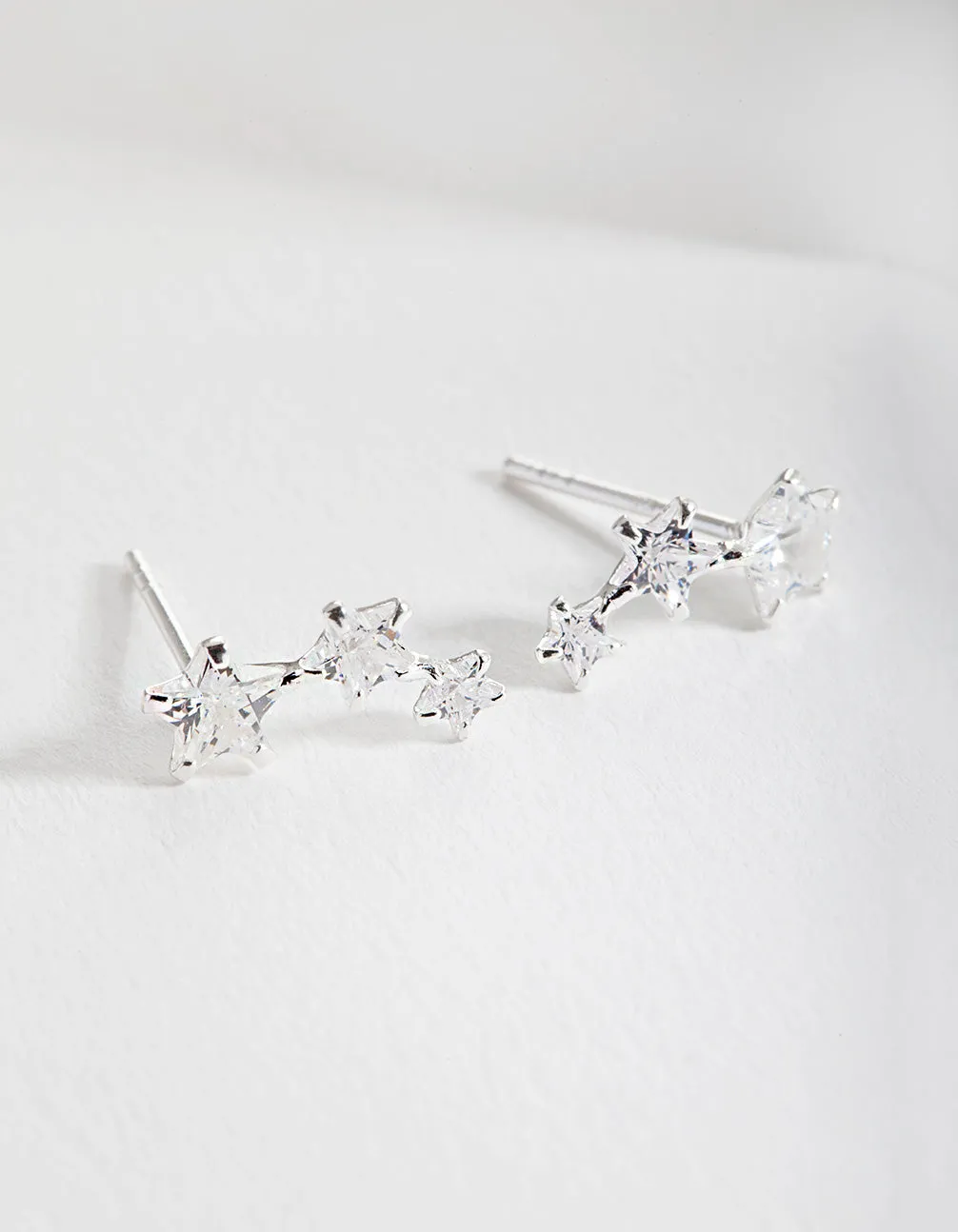 Sterling Silver Cubic Zirconia Star Crawler Earrings