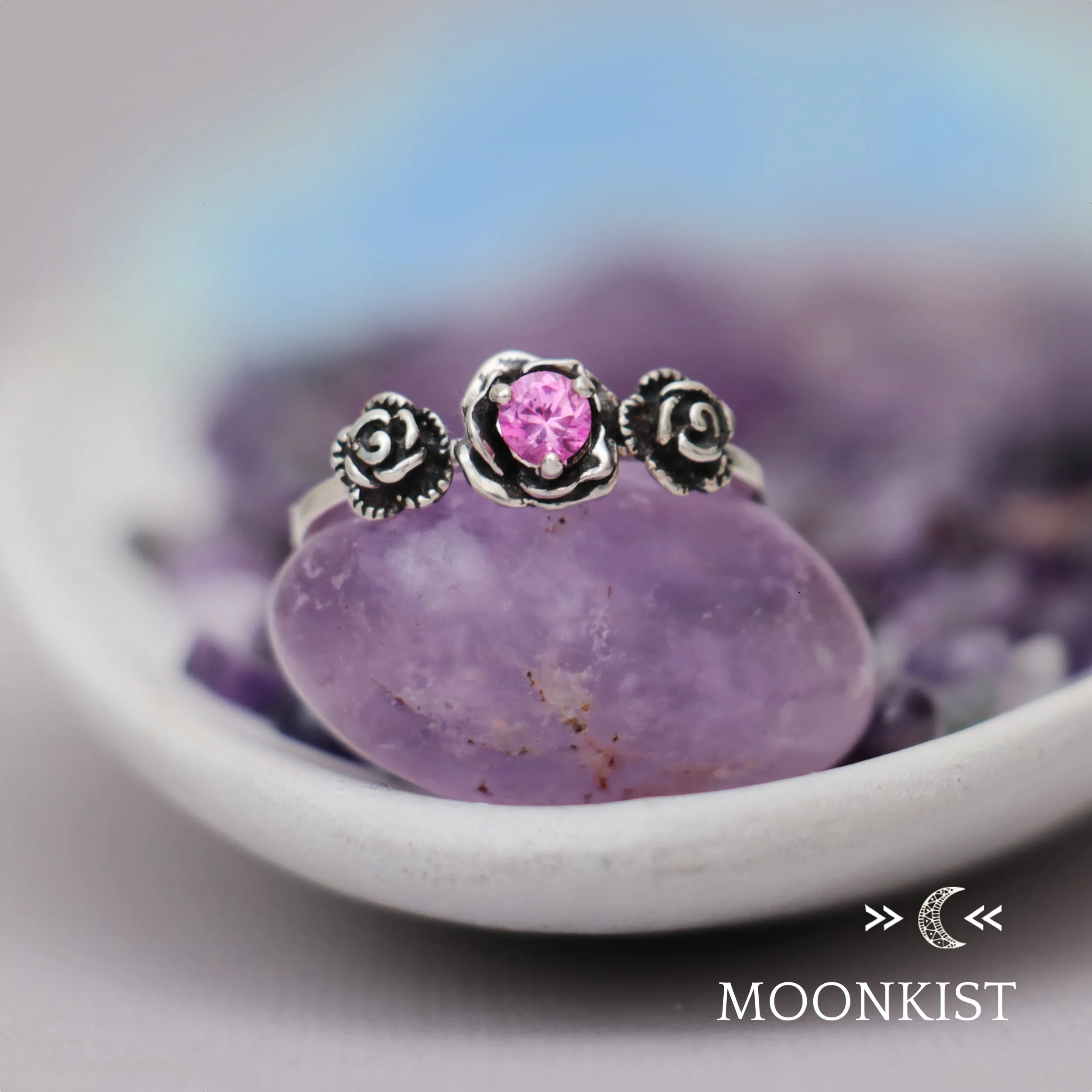 Sterling Silver Rosebud Engagement Ring | Moonkist Designs