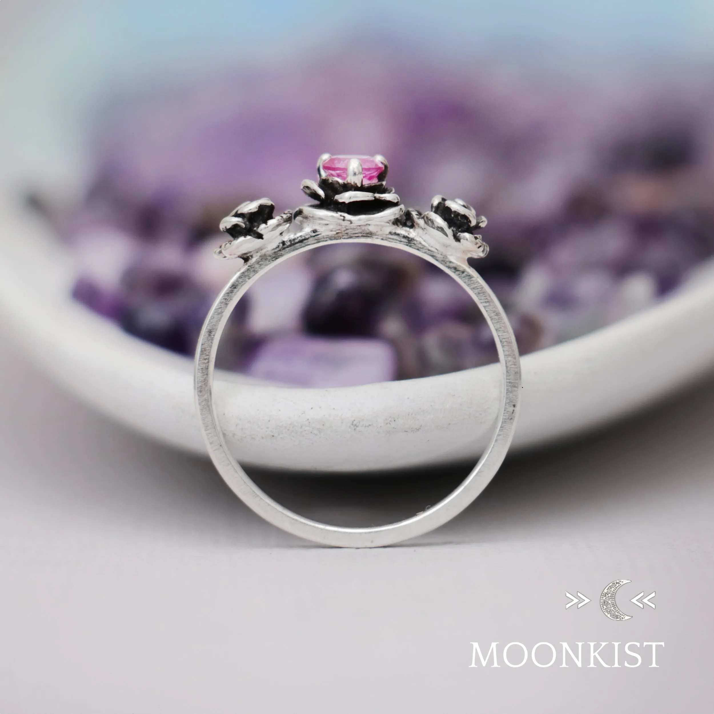 Sterling Silver Rosebud Engagement Ring | Moonkist Designs