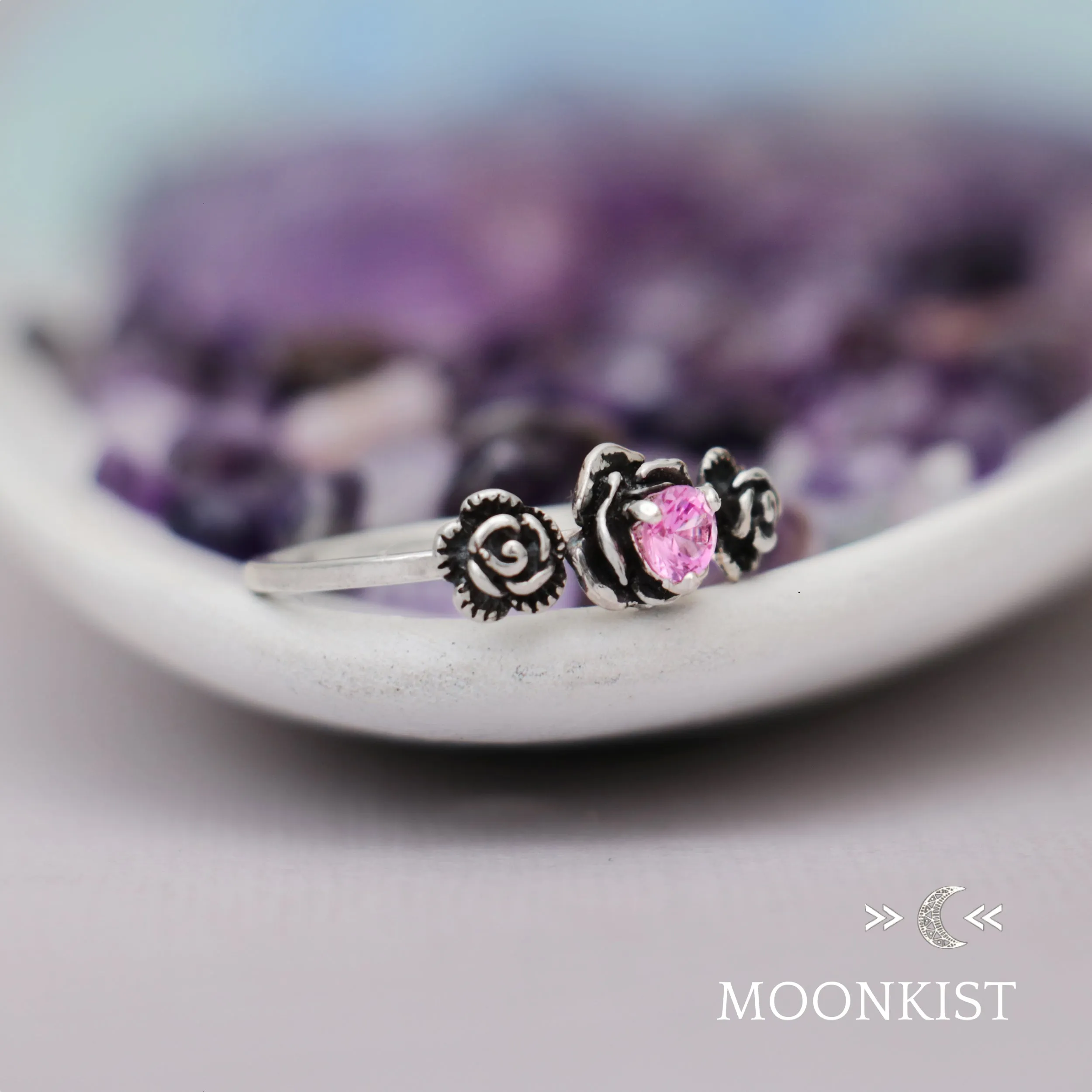 Sterling Silver Rosebud Engagement Ring | Moonkist Designs