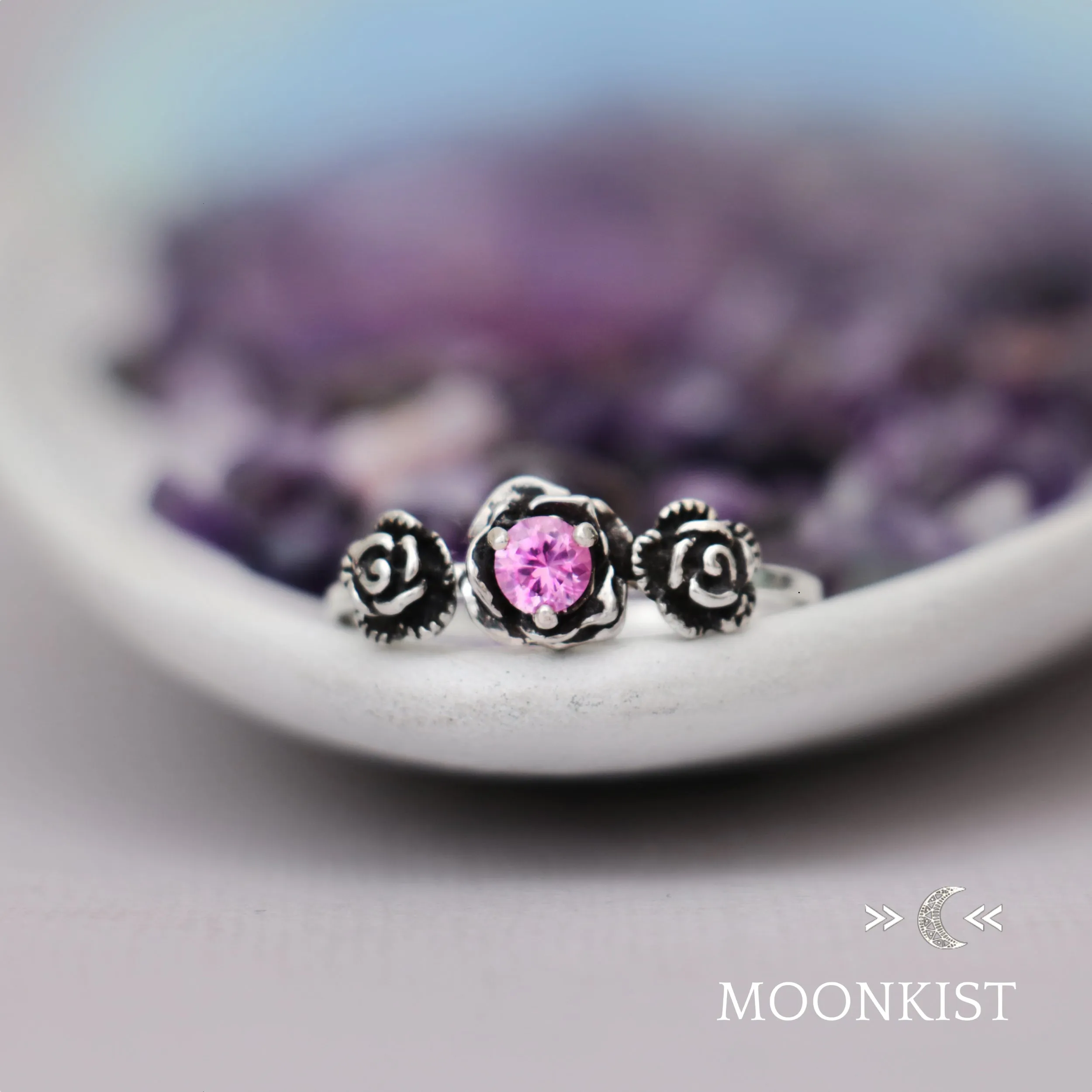 Sterling Silver Rosebud Engagement Ring | Moonkist Designs