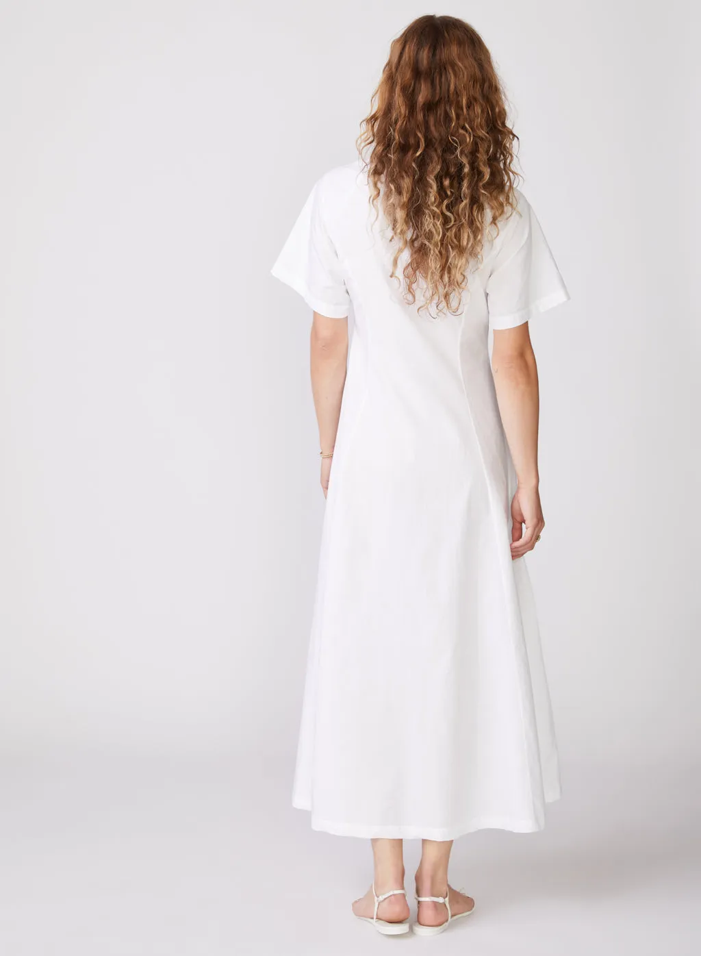 Structured Poplin Maxi Shirt Dress in White