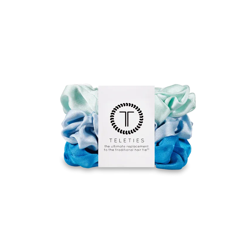 Teleties Silk Scrunchies - Small Band Pack of 3 - Blue My Mind