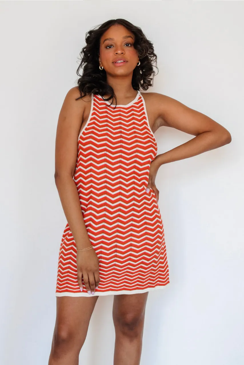 Tequila Sunrise Crochet Mini Dress