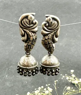 The Vintage Silver Peacock Jhumkas