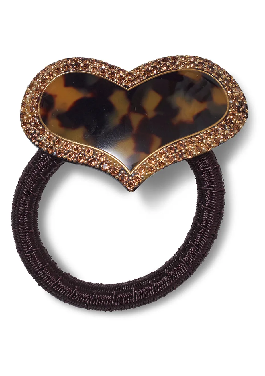 Tortoise Brown Heart Hair Elastic