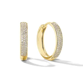 Triple Row Pavé Lab Grown Diamond Bold Medium Hoops