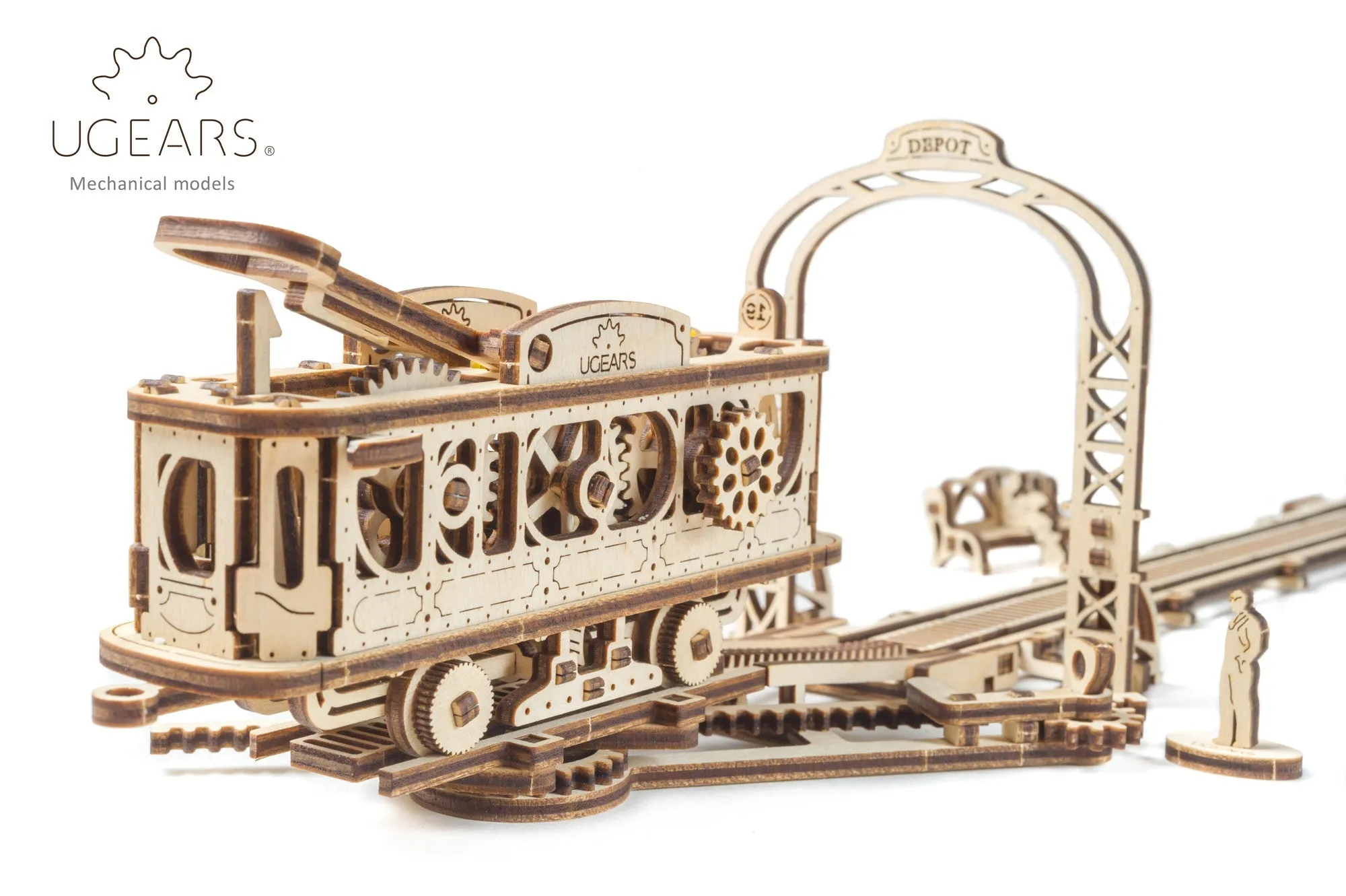 Ugears Mechanical Town Series  - Tram Line Model ★Mechanical 3D Puzzle Kit Model Toys Gift Present Birthday Xmas Christmas Kids Adults