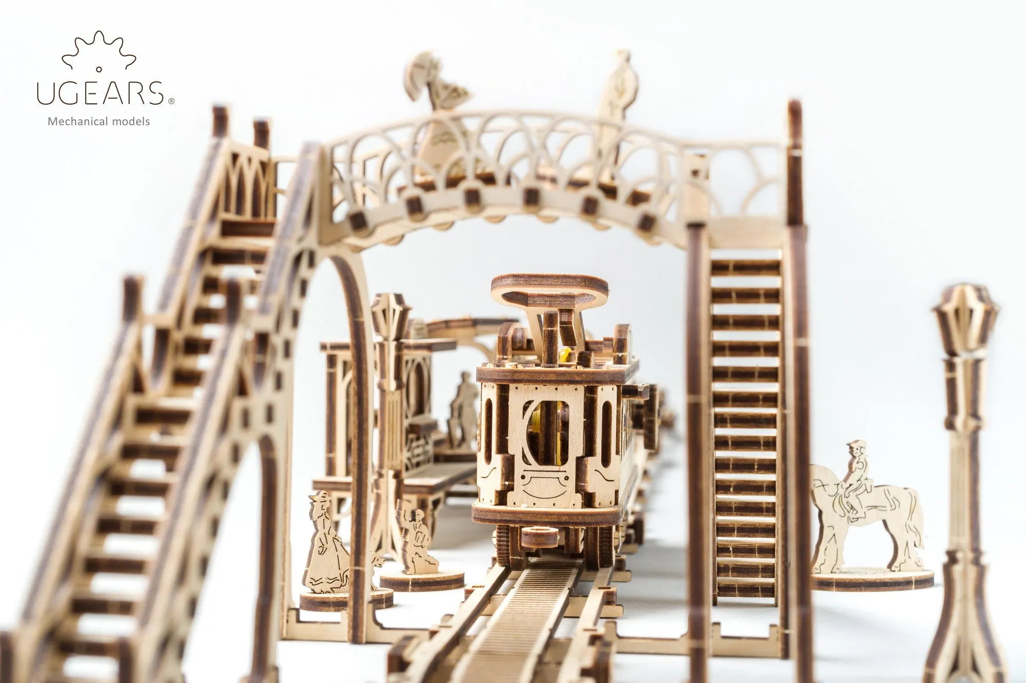 Ugears Mechanical Town Series  - Tram Line Model ★Mechanical 3D Puzzle Kit Model Toys Gift Present Birthday Xmas Christmas Kids Adults