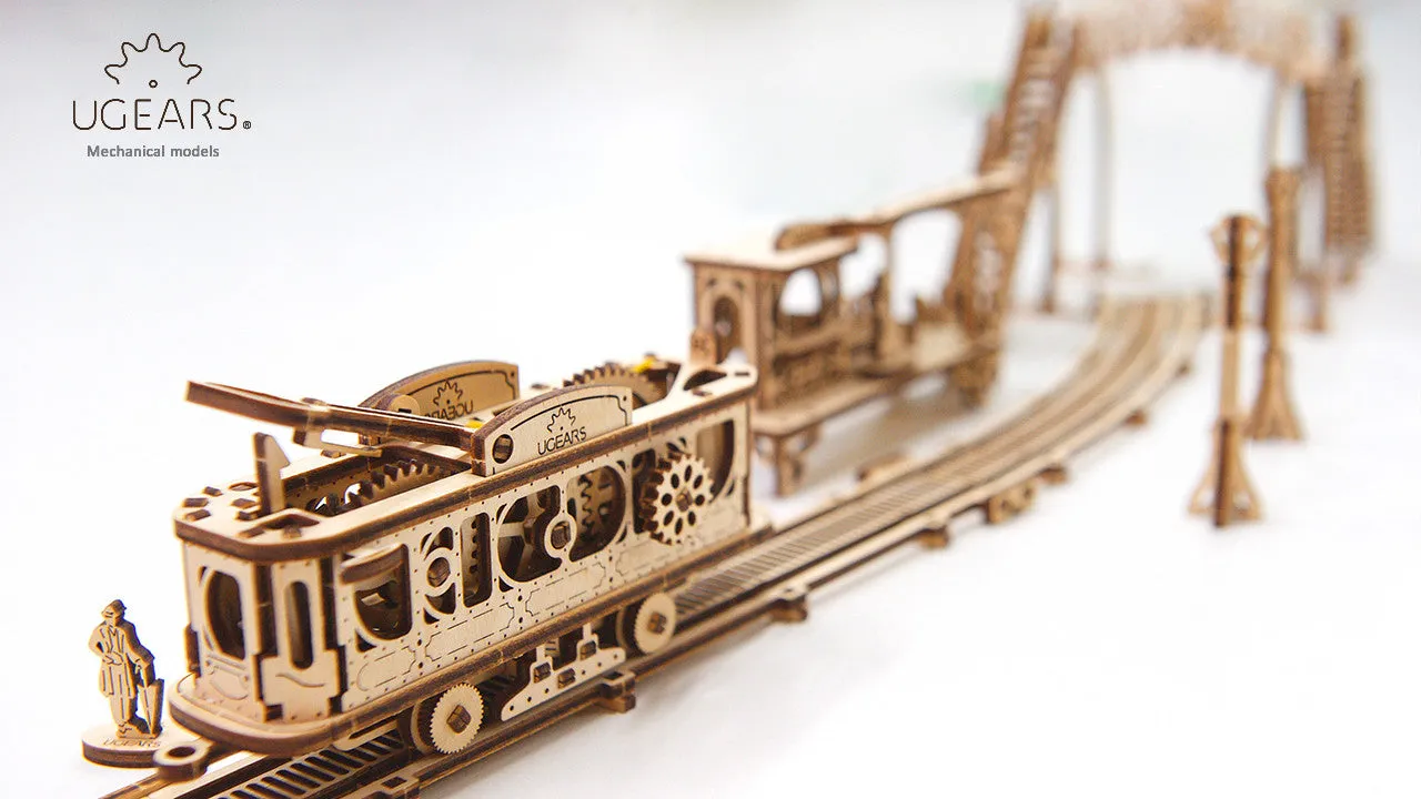 Ugears Mechanical Town Series  - Tram Line Model ★Mechanical 3D Puzzle Kit Model Toys Gift Present Birthday Xmas Christmas Kids Adults