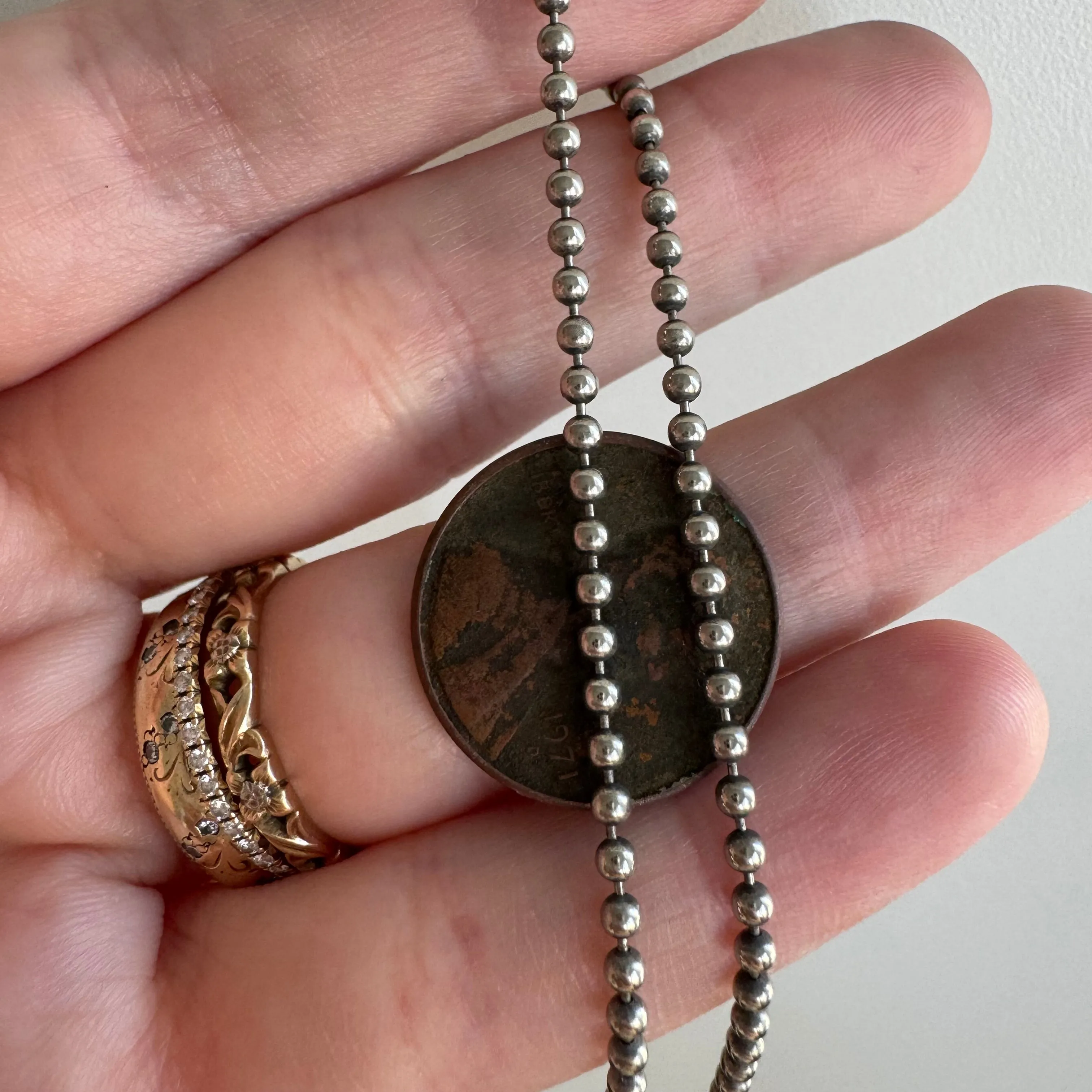 V I N T A G E // classic ball bead / sterling silver ball bead necklace chain / 18