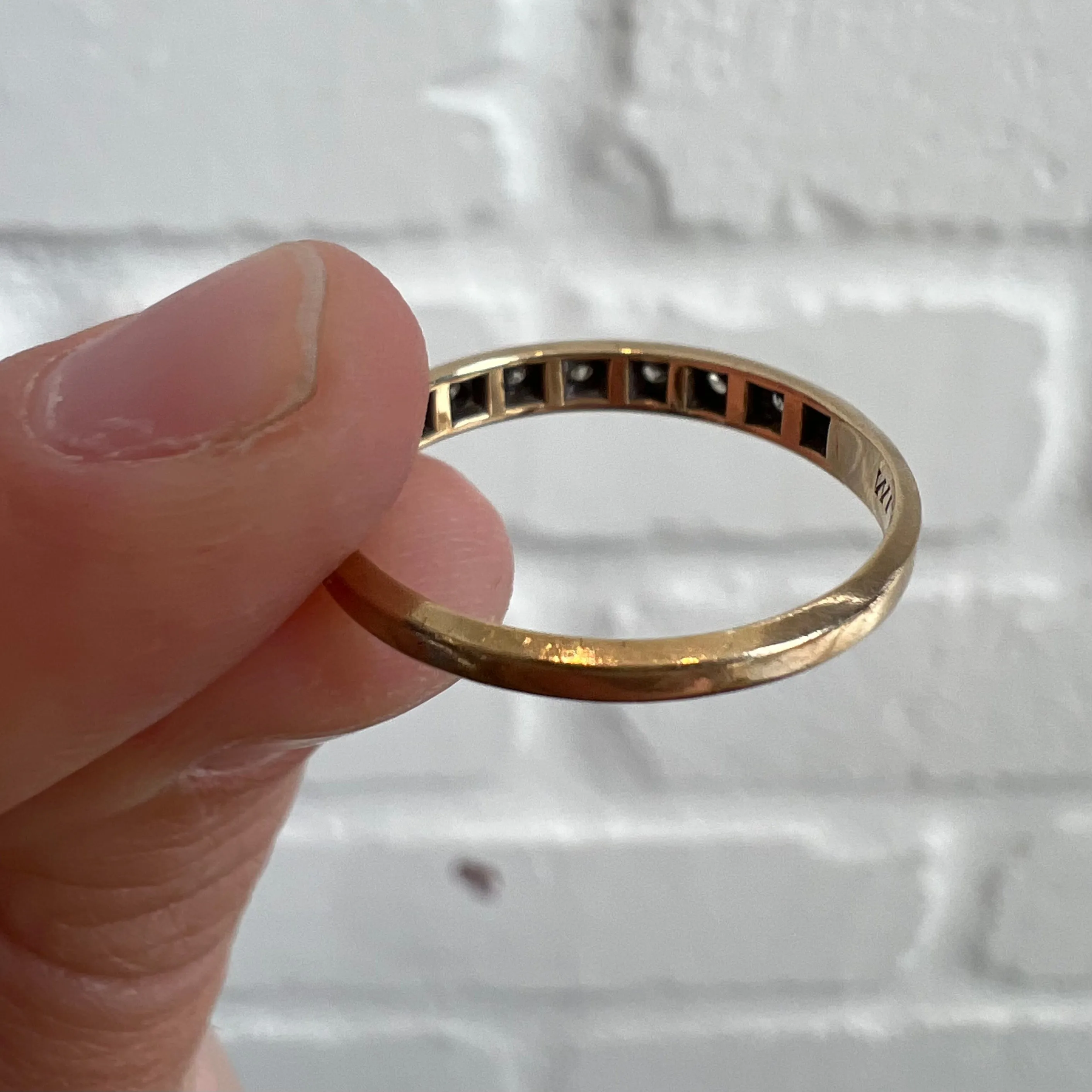 V I N T A G E // sparkle spray / solid 9k yellow gold diamond half eternity band / size 6.75