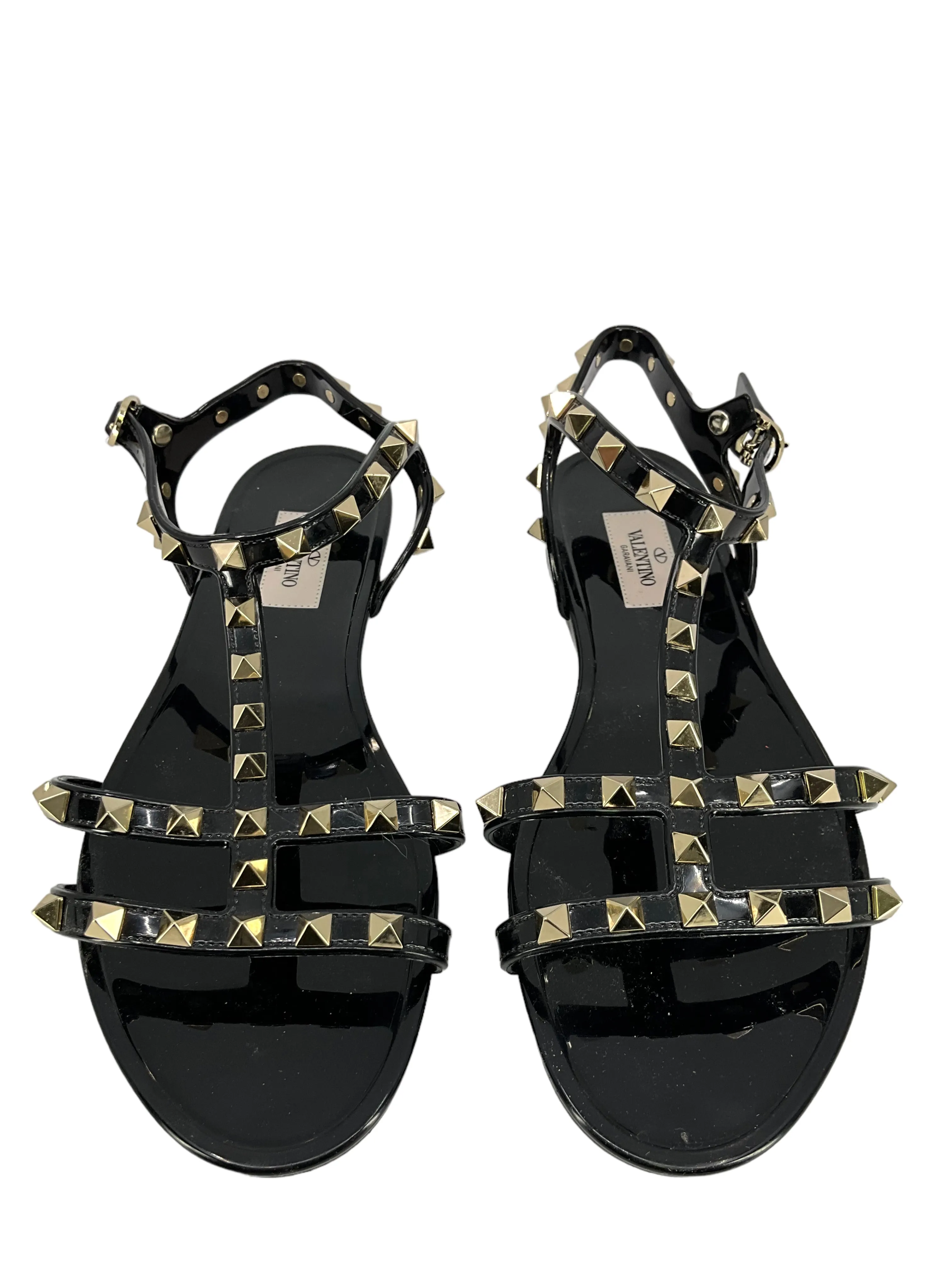 Valentino Jelly Flat Rockstud Ankle Strap Sandals Size 9