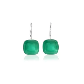 Vama | Aspen Earrings | Metal-Sterling Silver | Stone-Green Onyx | Finish-Matt