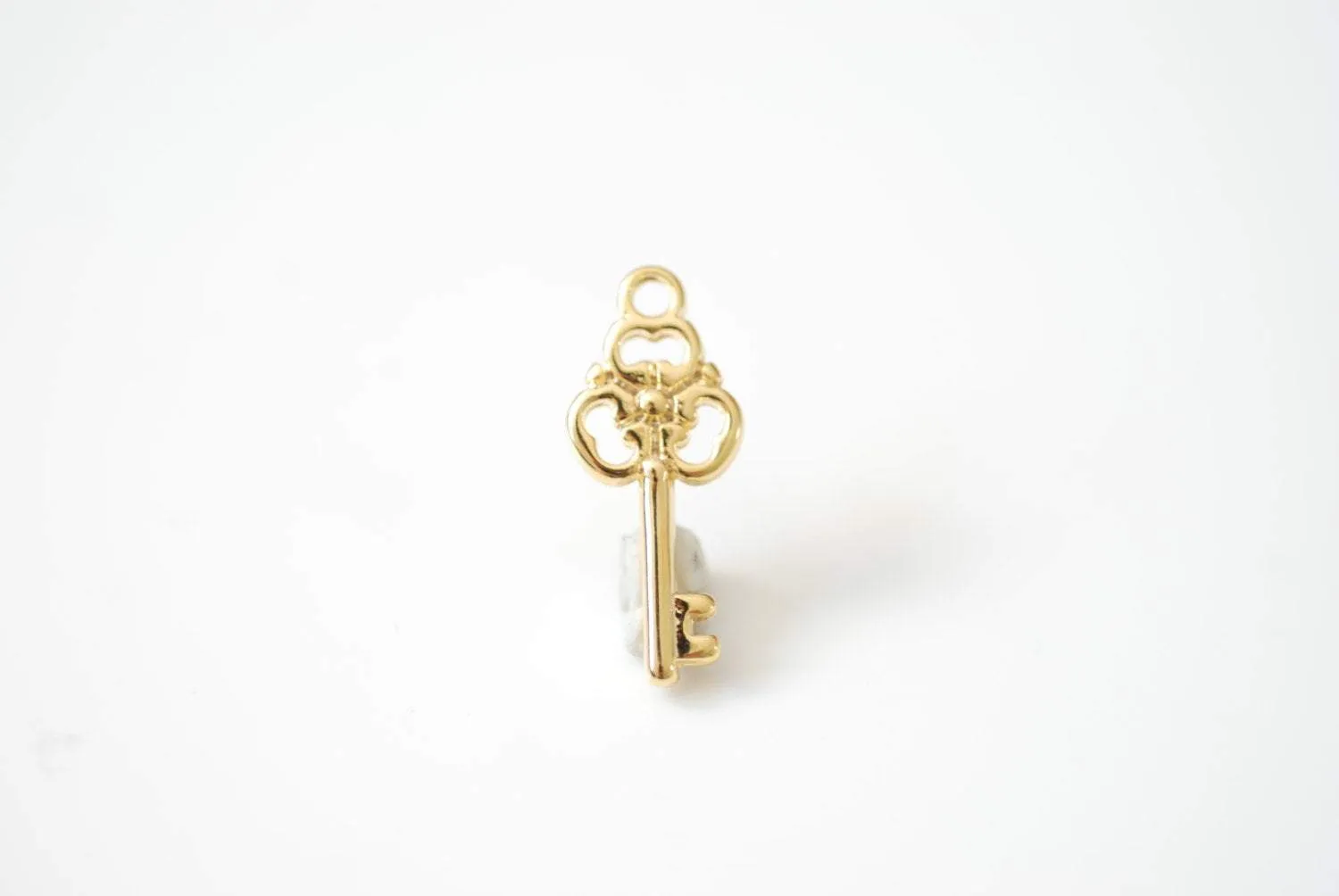 Vermeil Gold Key Charm Pendant- 18k gold over sterling silver, Lock and Key Necklace, Small Gold Key Pendant, Gold Spade Lock Key Charm, 60