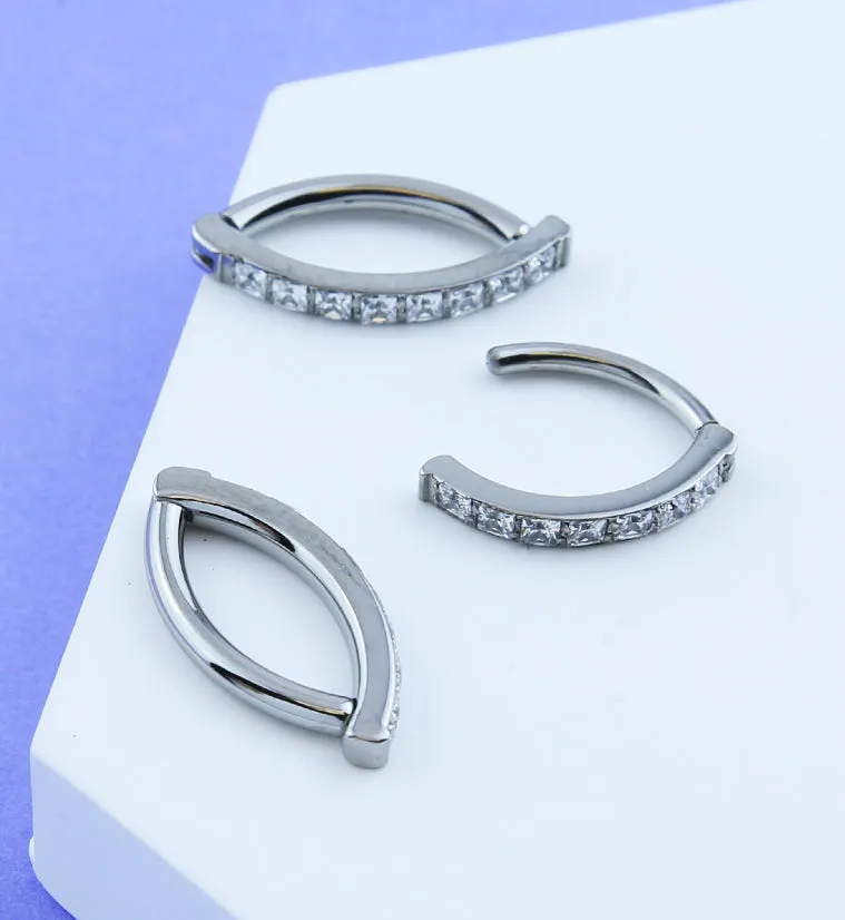 Vertical Clear CZ Titanium Hinged Segment Ring