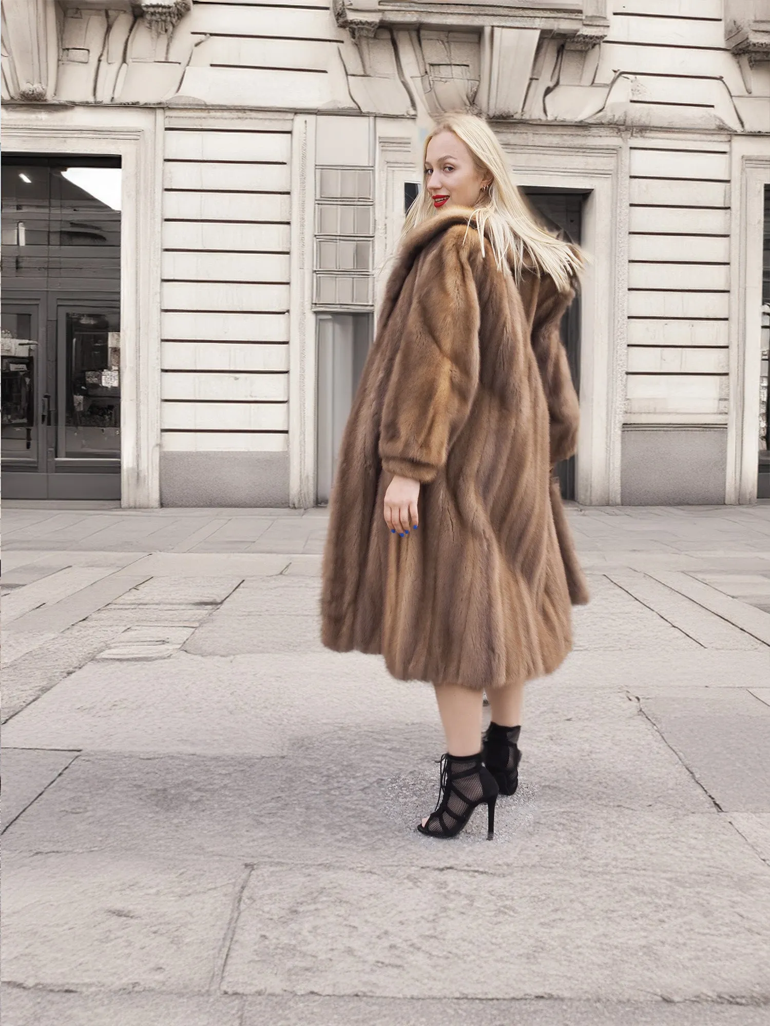 Vintage Pastel Canadian Brown Mink Fur Coat S