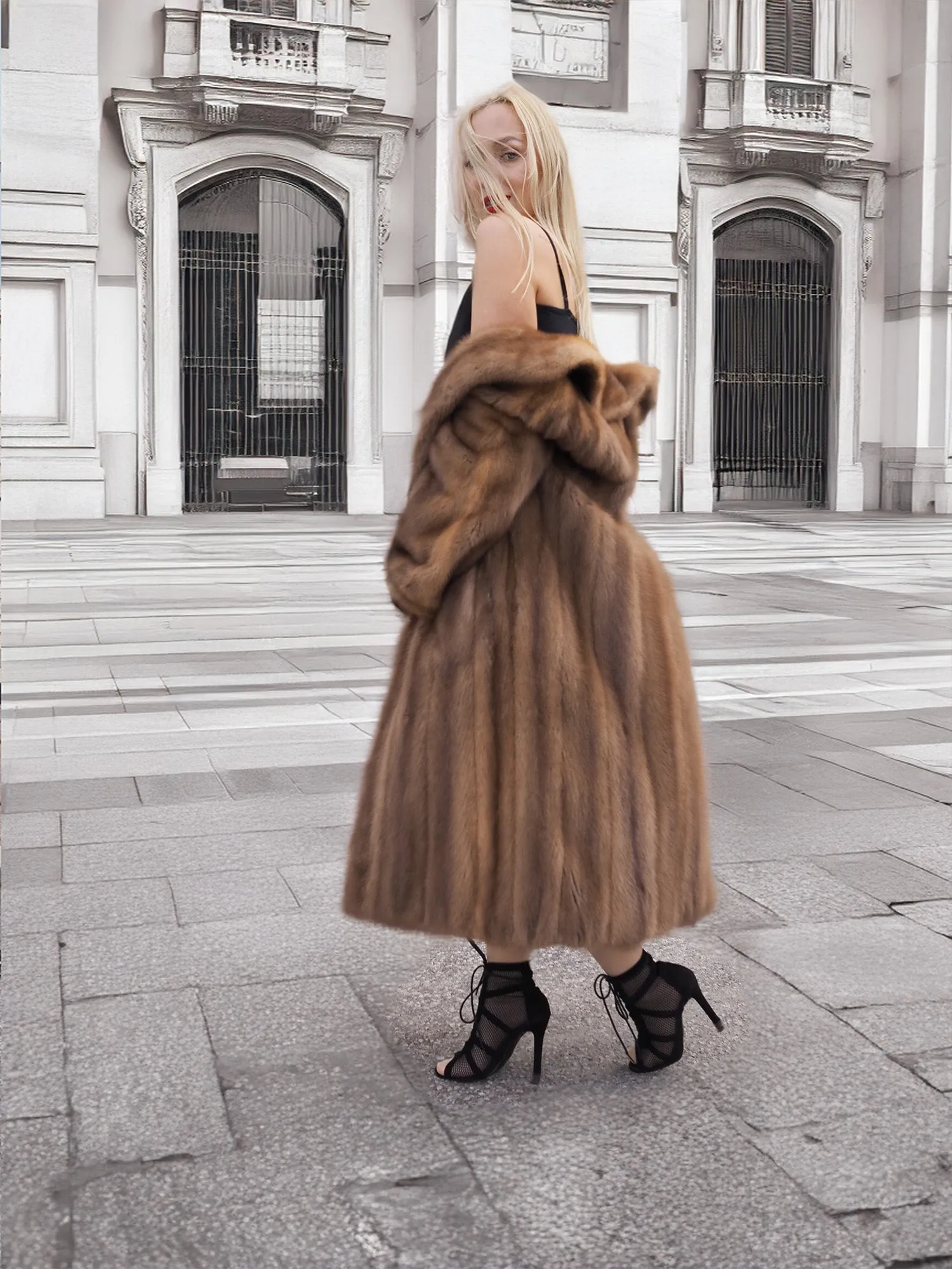 Vintage Pastel Canadian Brown Mink Fur Coat S