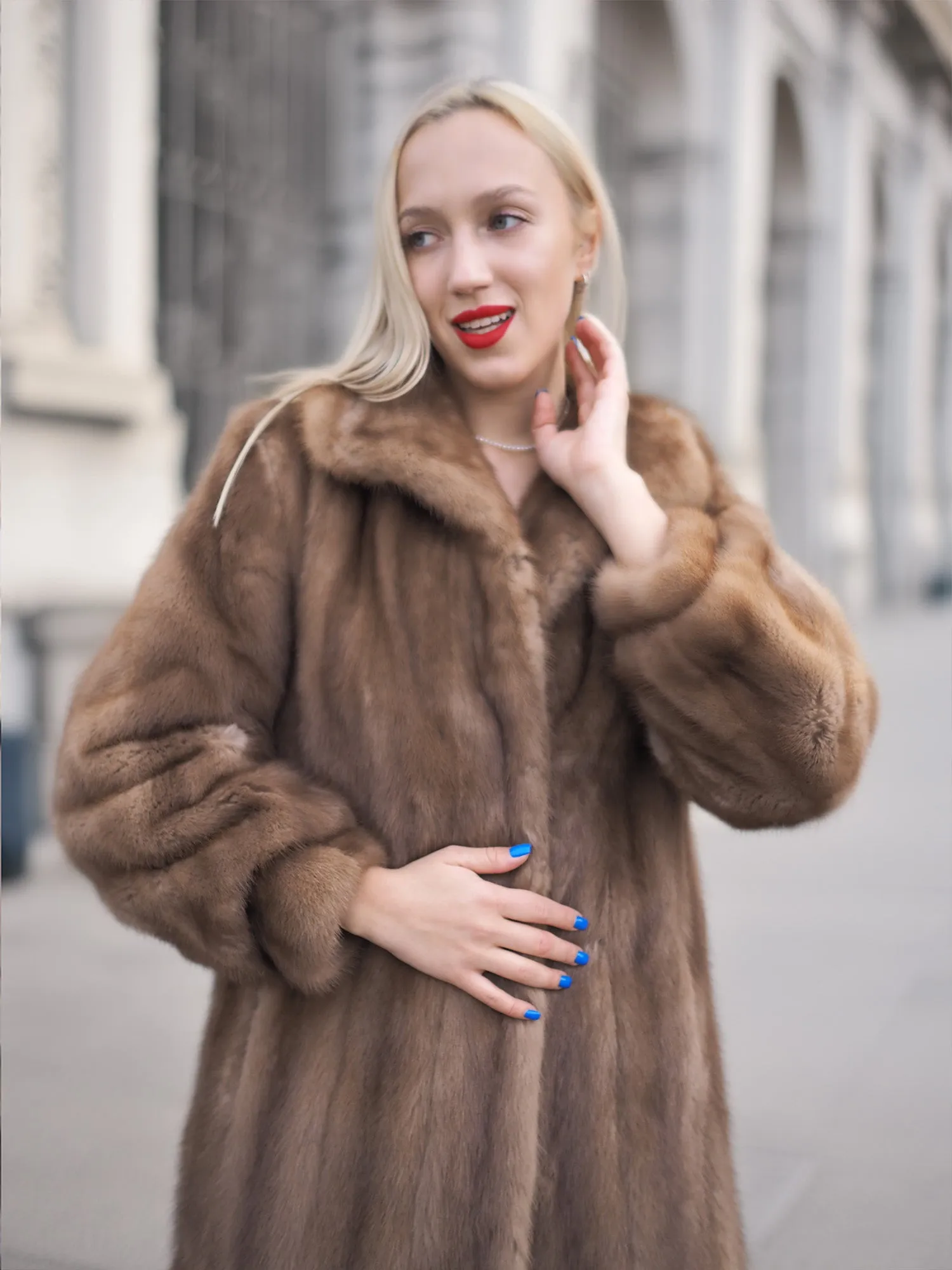 Vintage Pastel Canadian Brown Mink Fur Coat S