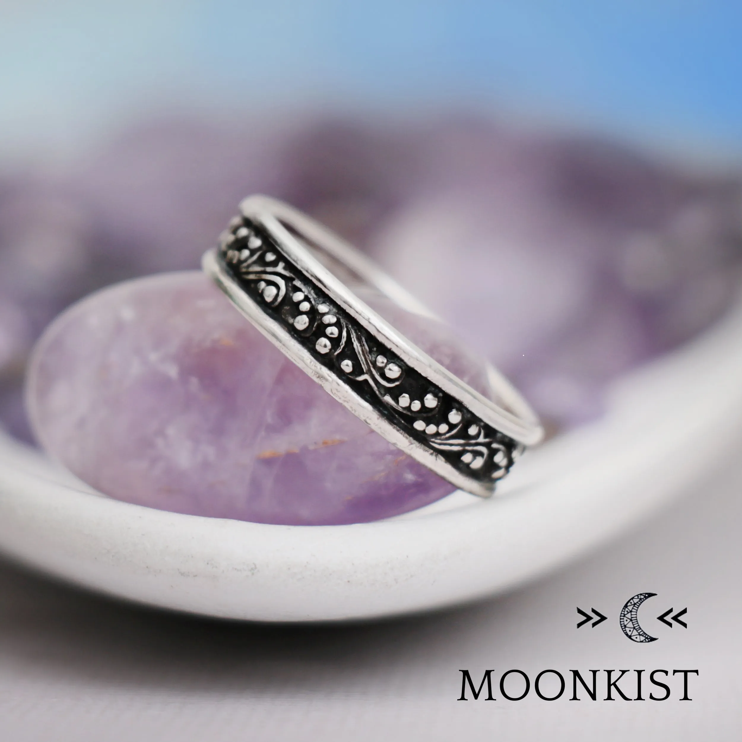 Wide Vintage Style Vine Wedding Band | Moonkist Designs