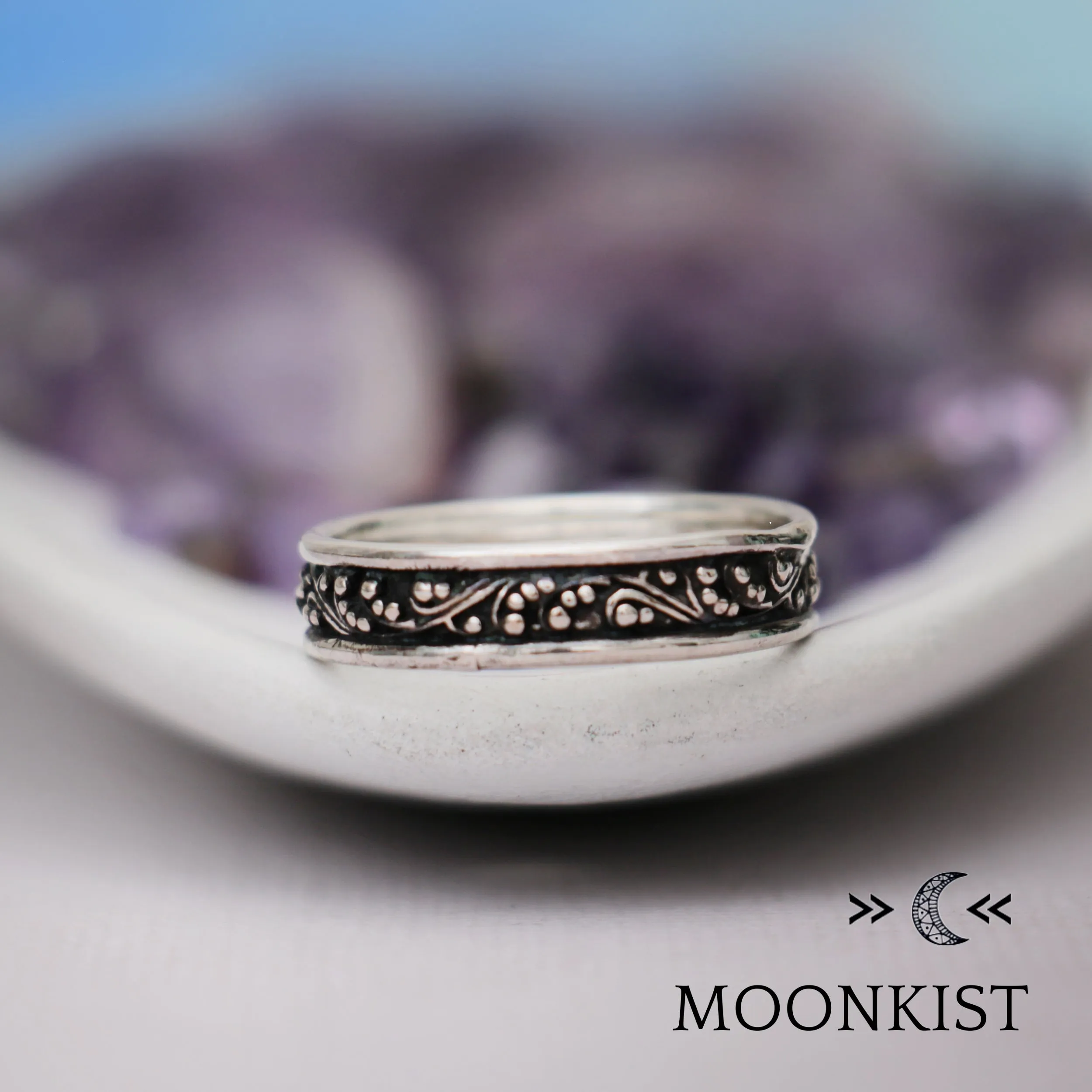 Wide Vintage Style Vine Wedding Band | Moonkist Designs