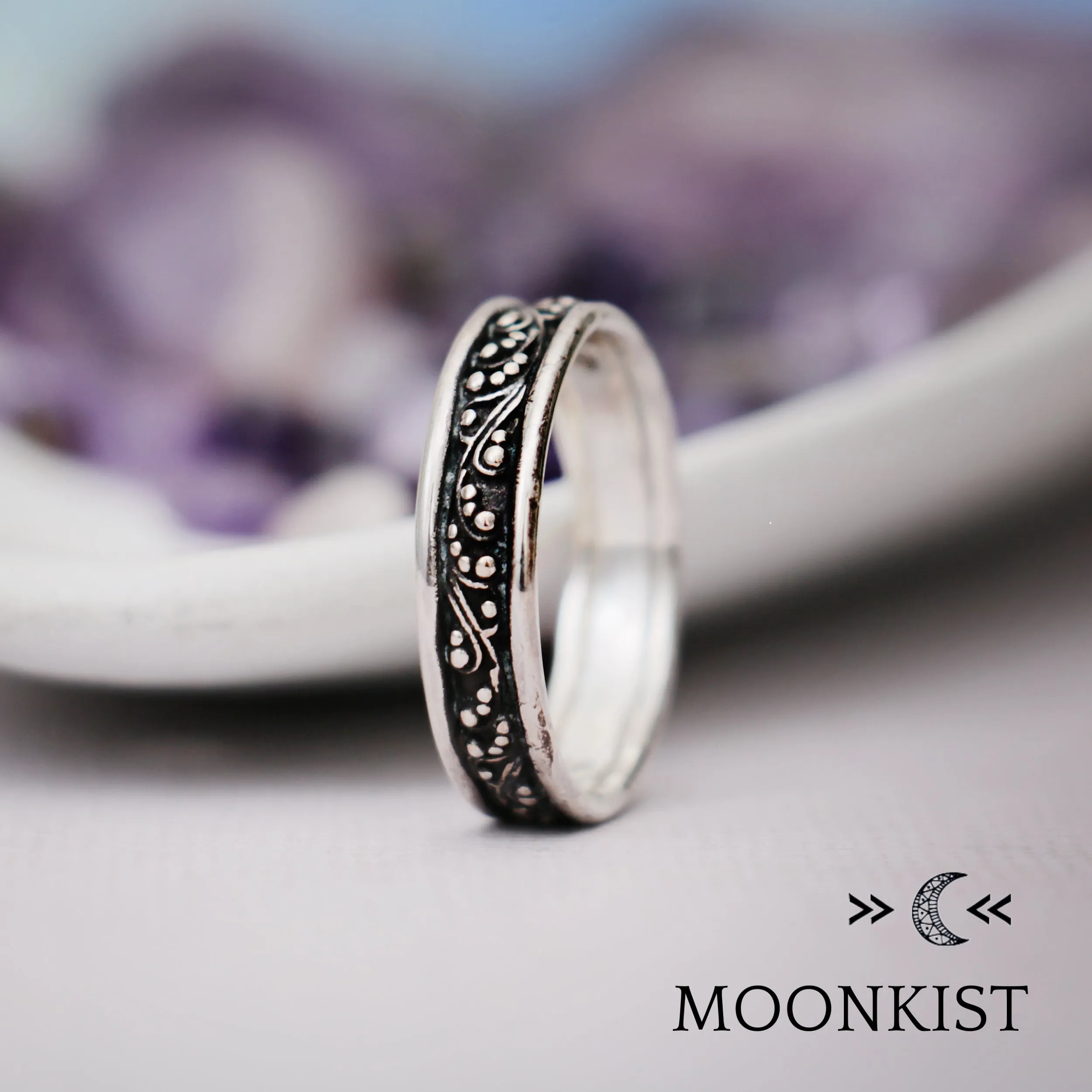 Wide Vintage Style Vine Wedding Band | Moonkist Designs