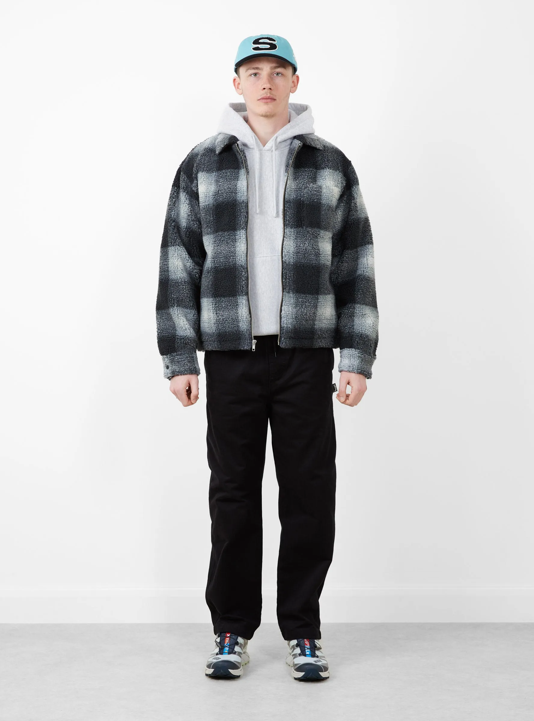 Zip Sherpa Shadow Plaid Black