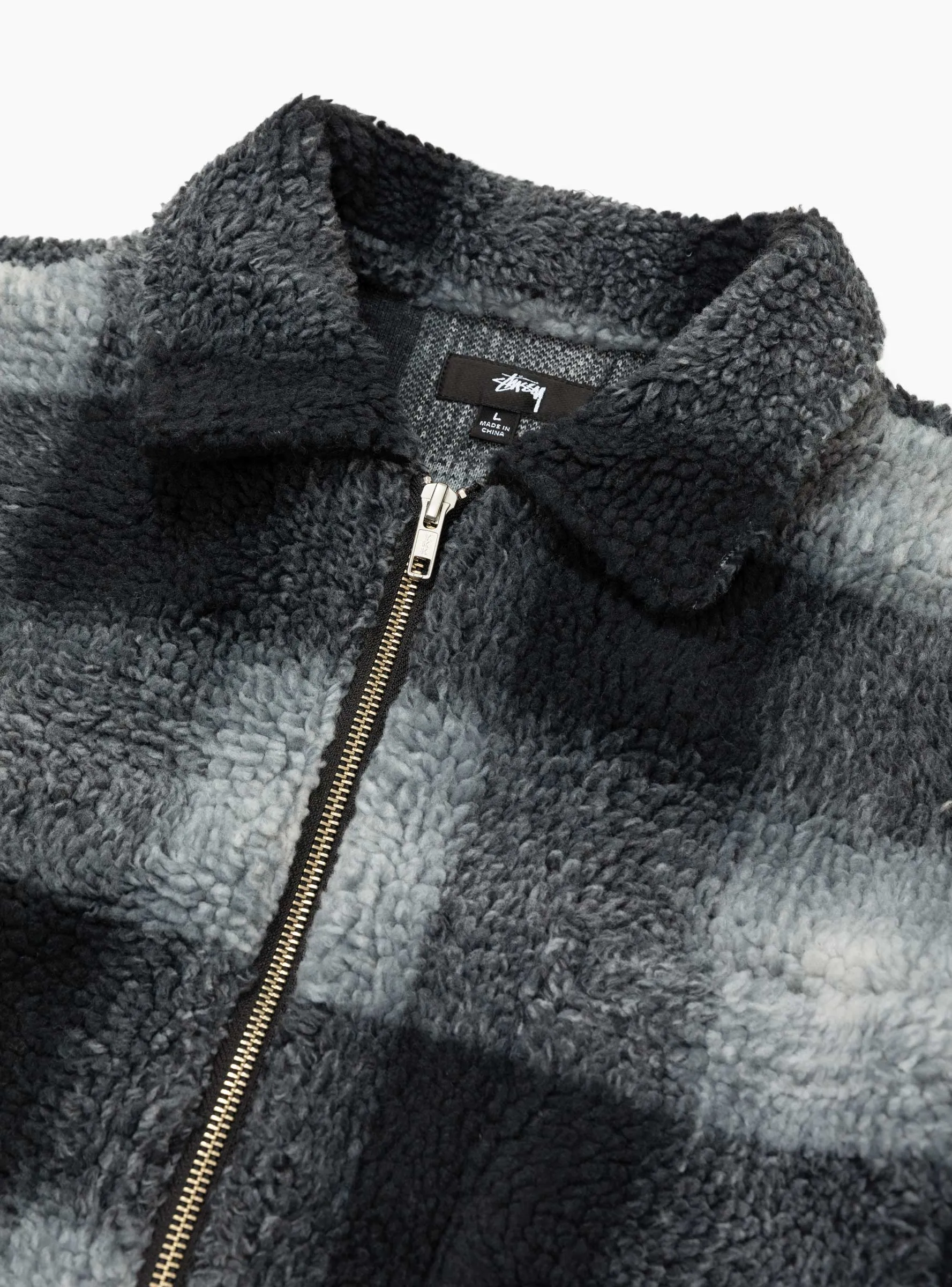 Zip Sherpa Shadow Plaid Black